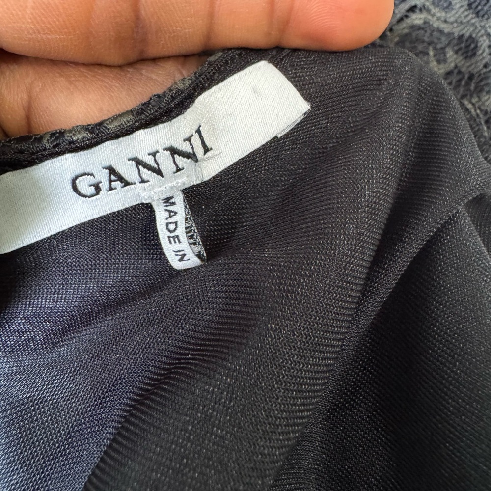 Ganni Flynn Mini Lace Dress in Dark Green Size 34/4 - Picture 3 of 9